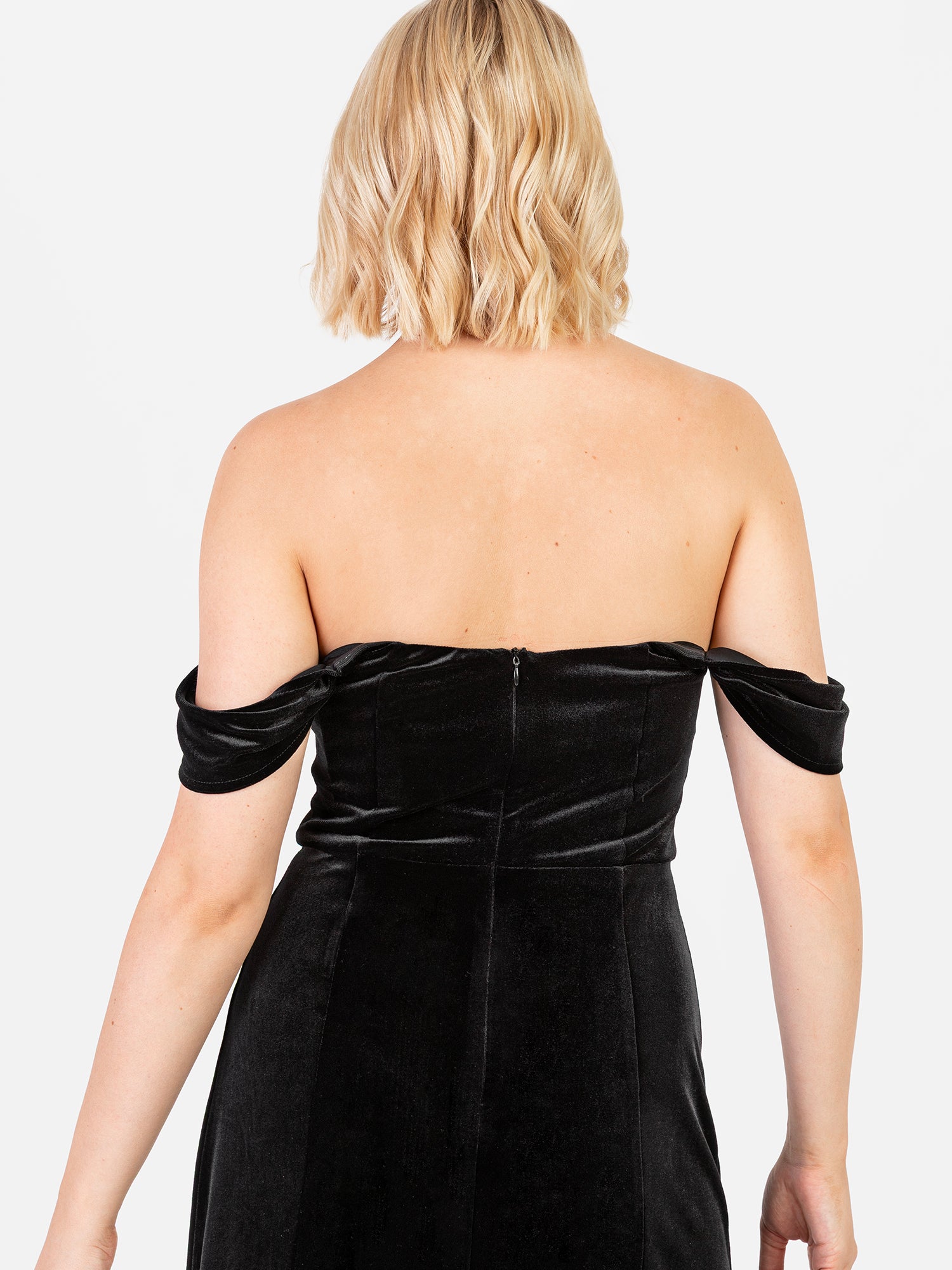 Maya Deluxe Black Velvet Bardot Dress