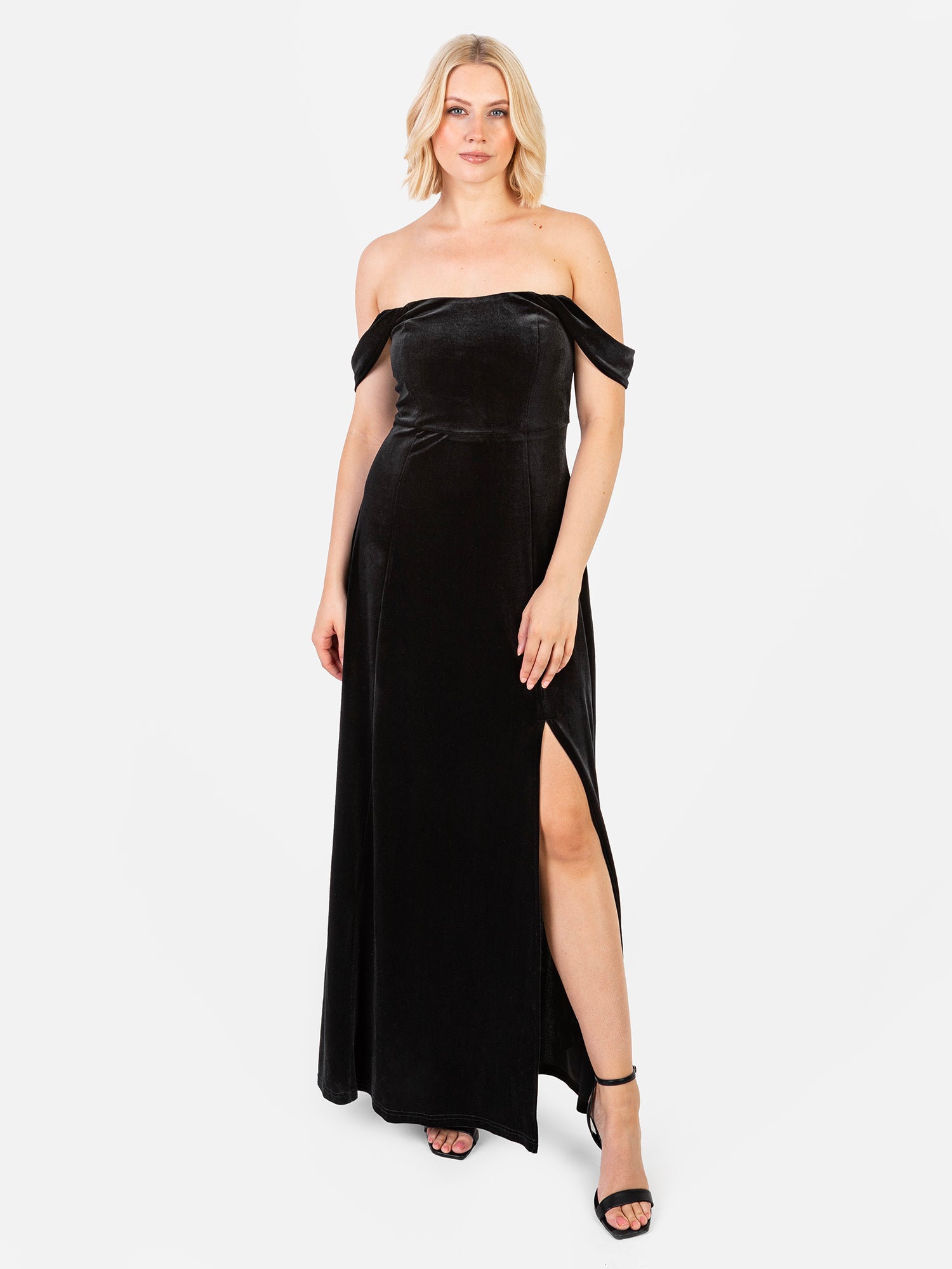 Maya Deluxe Black Velvet Bardot Dress