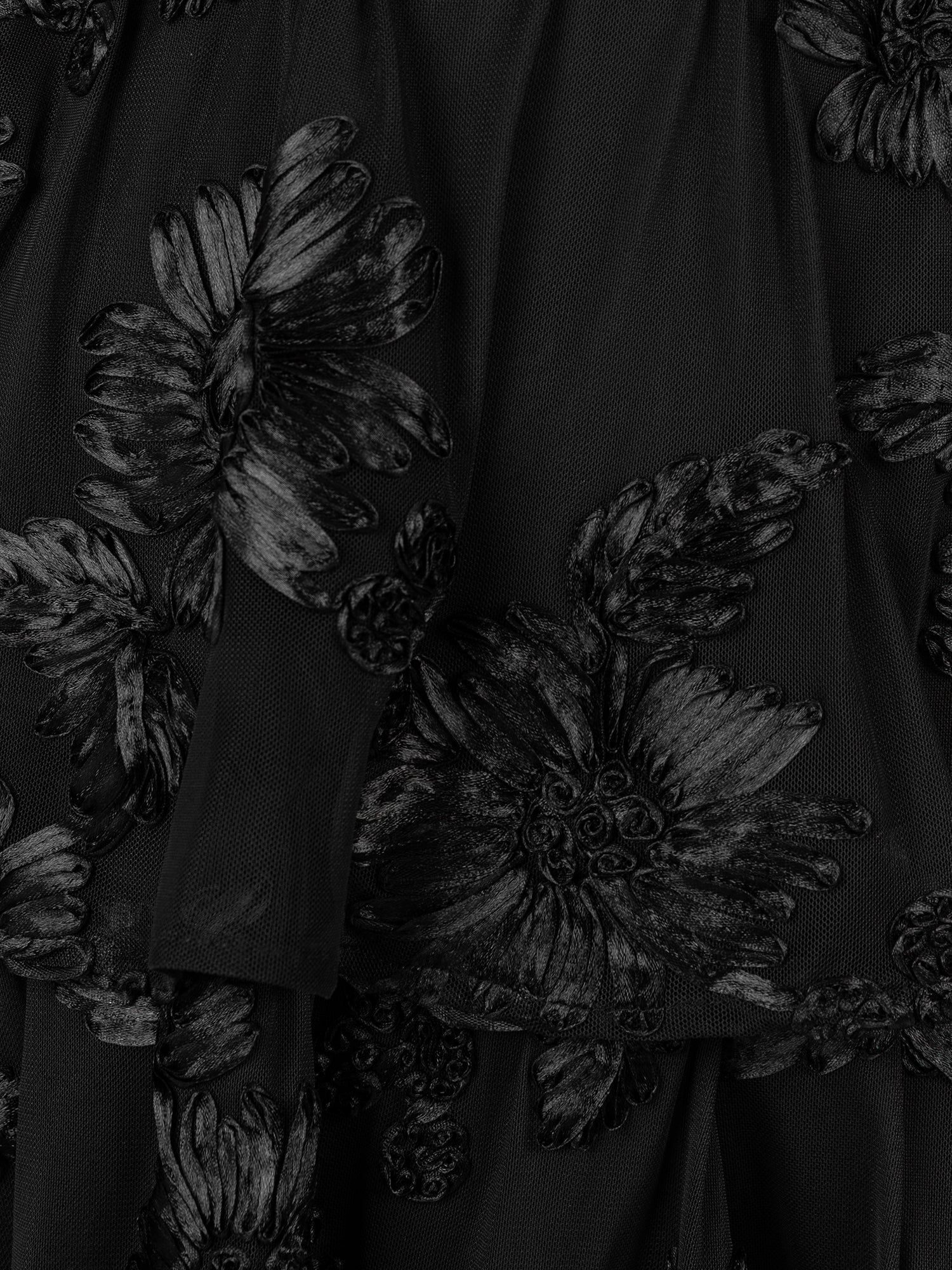 Maya Black 3D Floral Tiered Cami Midi Dress