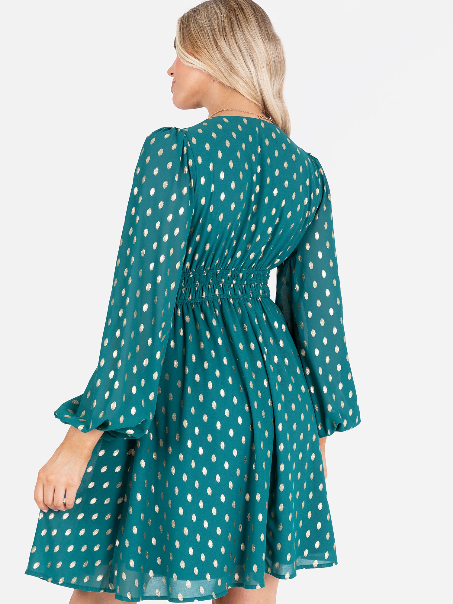 Lovedrobe Green Long Sleeve V Neck Mini Dress