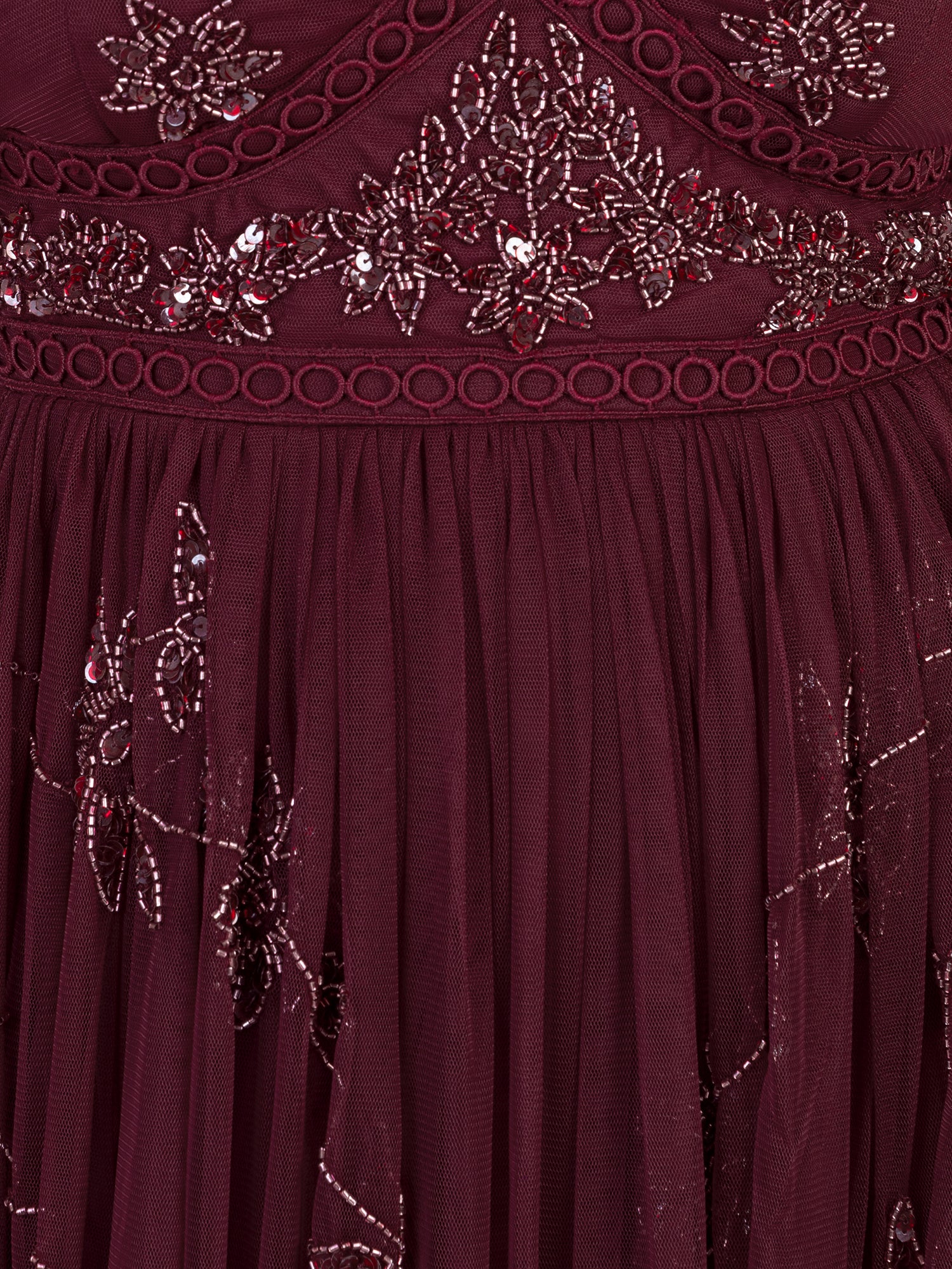Maya Cranberry Embellished Angel Sleeve & Open Back Midaxi Dress