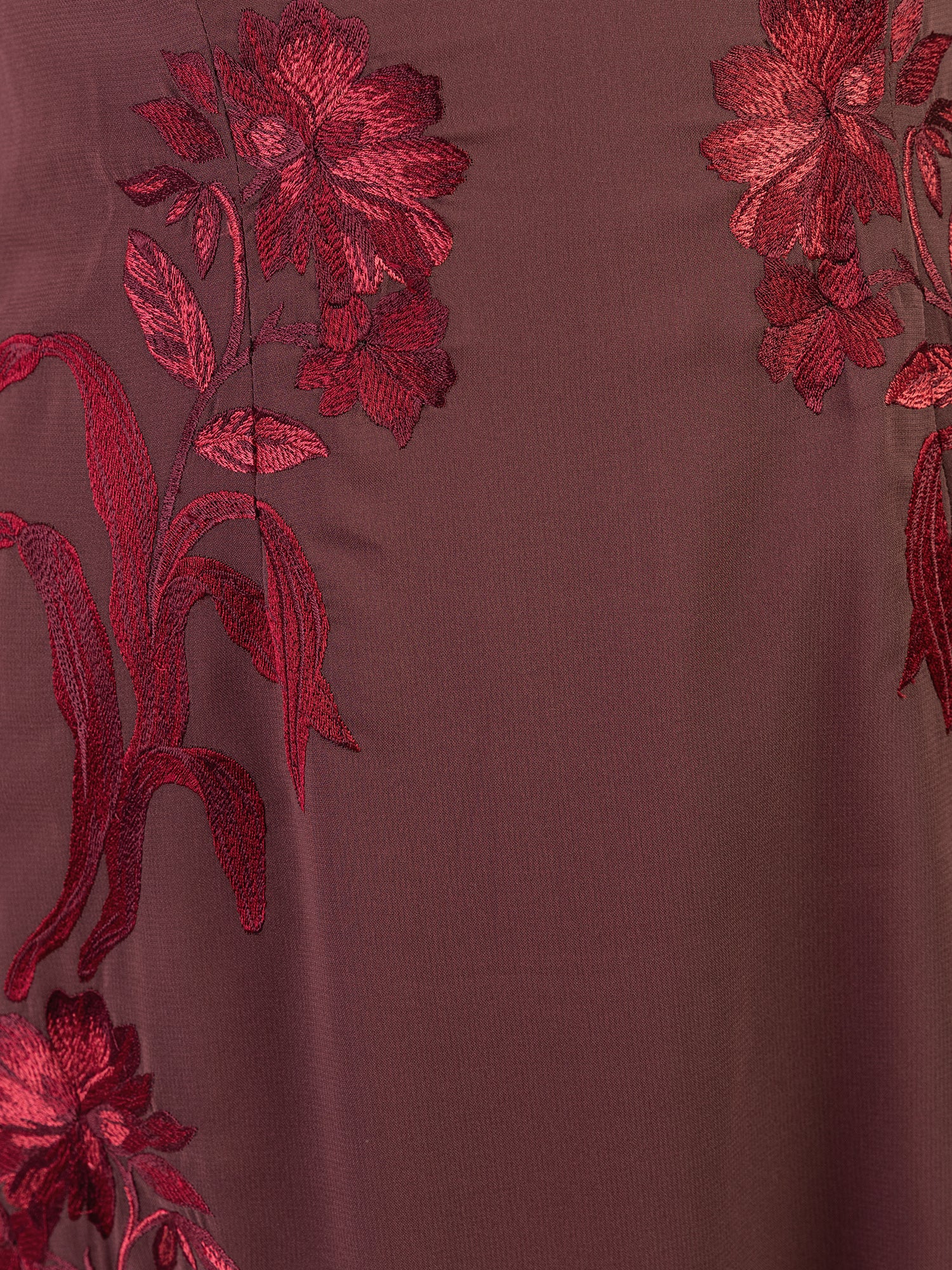 Maya Brown Embroidered Short Sleeve V Neck Midaxi Dress
