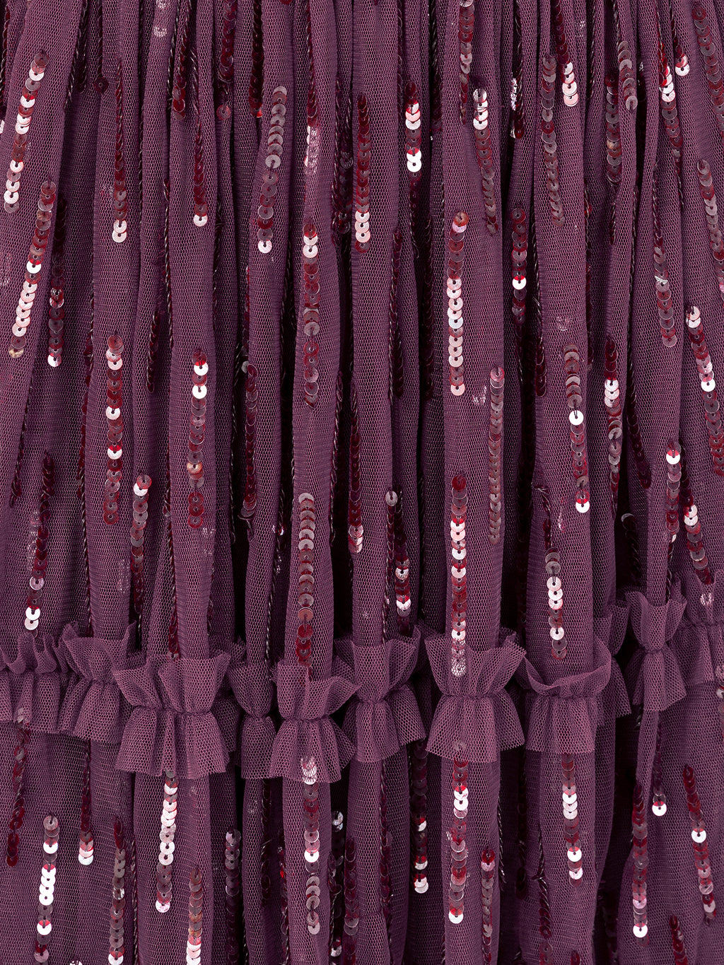 Maya Berry Linear Sequin Bardot Maxi Dress