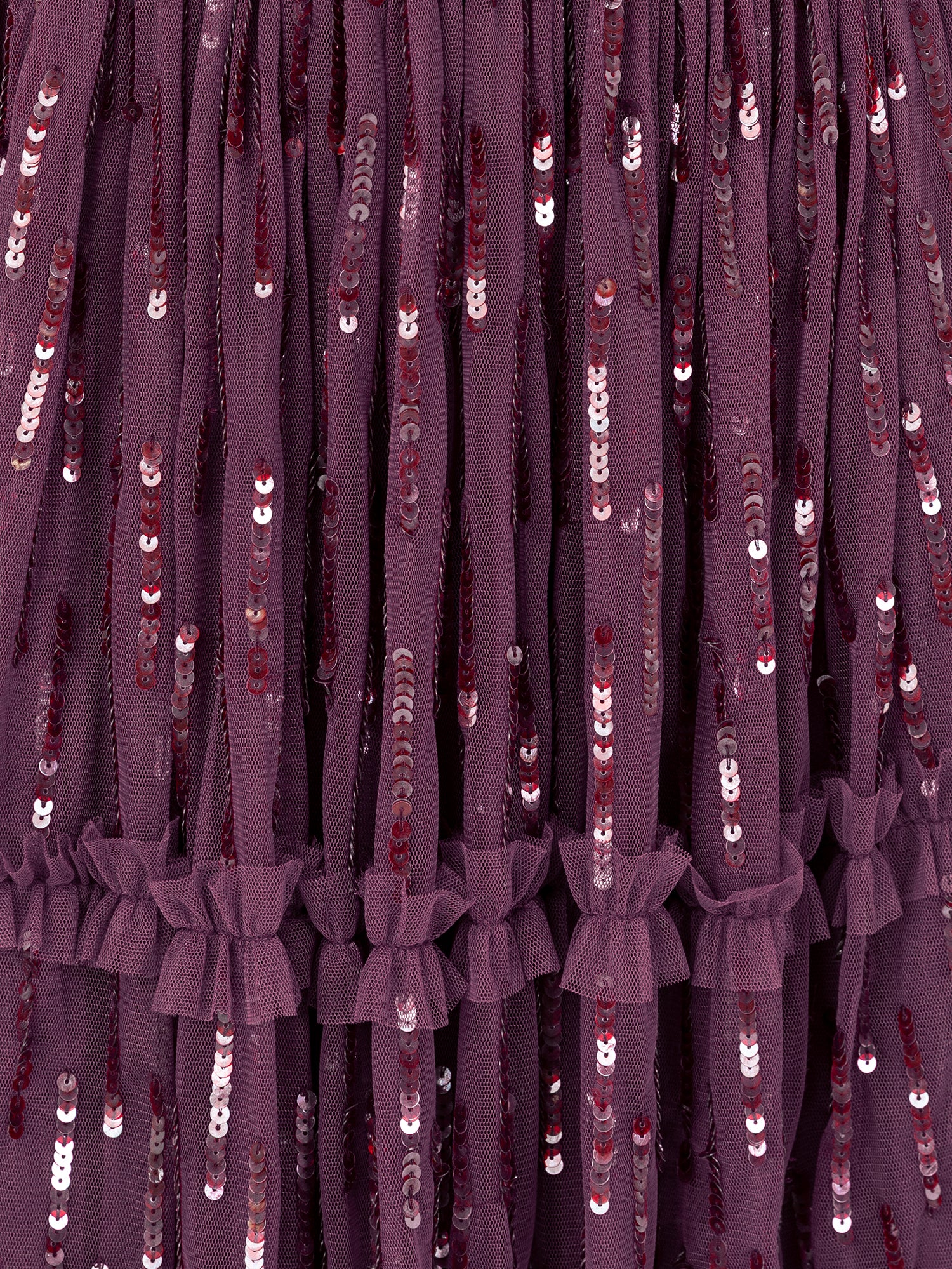 Maya Berry Linear Sequin Bardot Maxi Dress