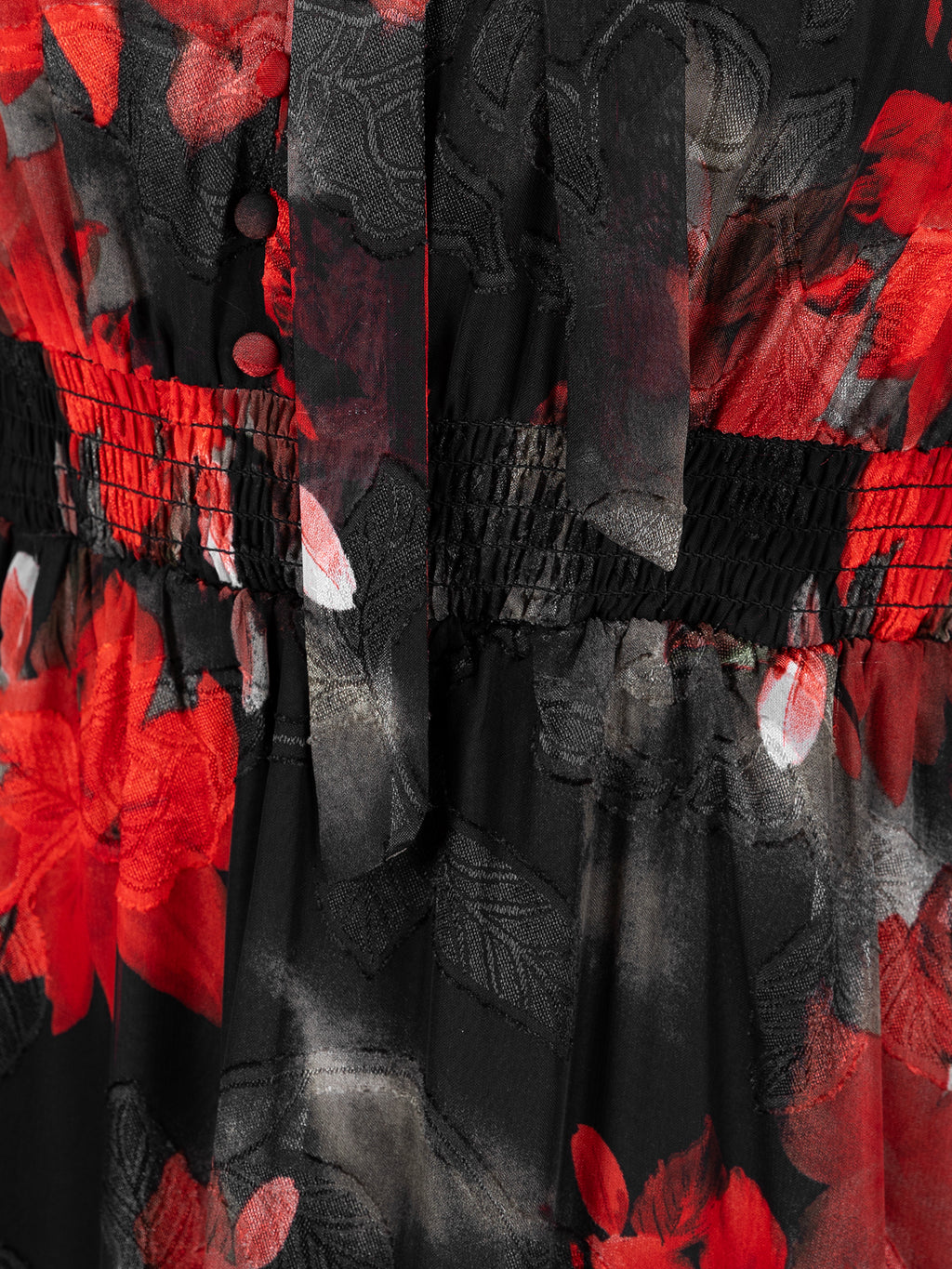 Lovedrobe Floral Tie Neck Long Sleeve & Shirred Waist Maxi Dress