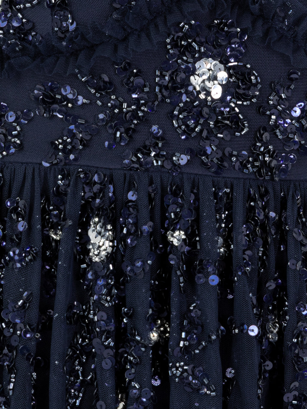 Maya Navy Floral Embellished Sweetheart Neck Maxi Dress