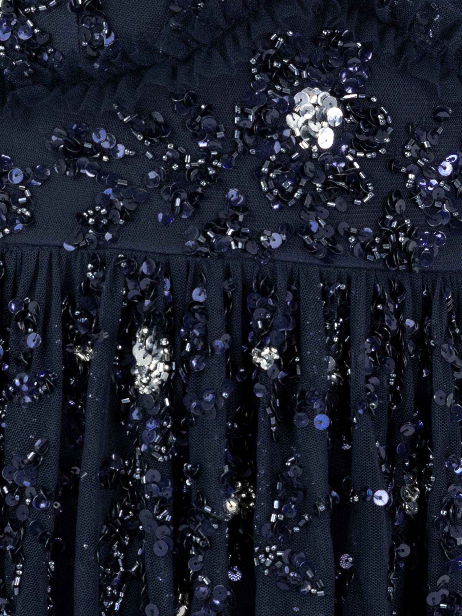 Maya Navy Floral Embellished Sweetheart Neck Maxi Dress