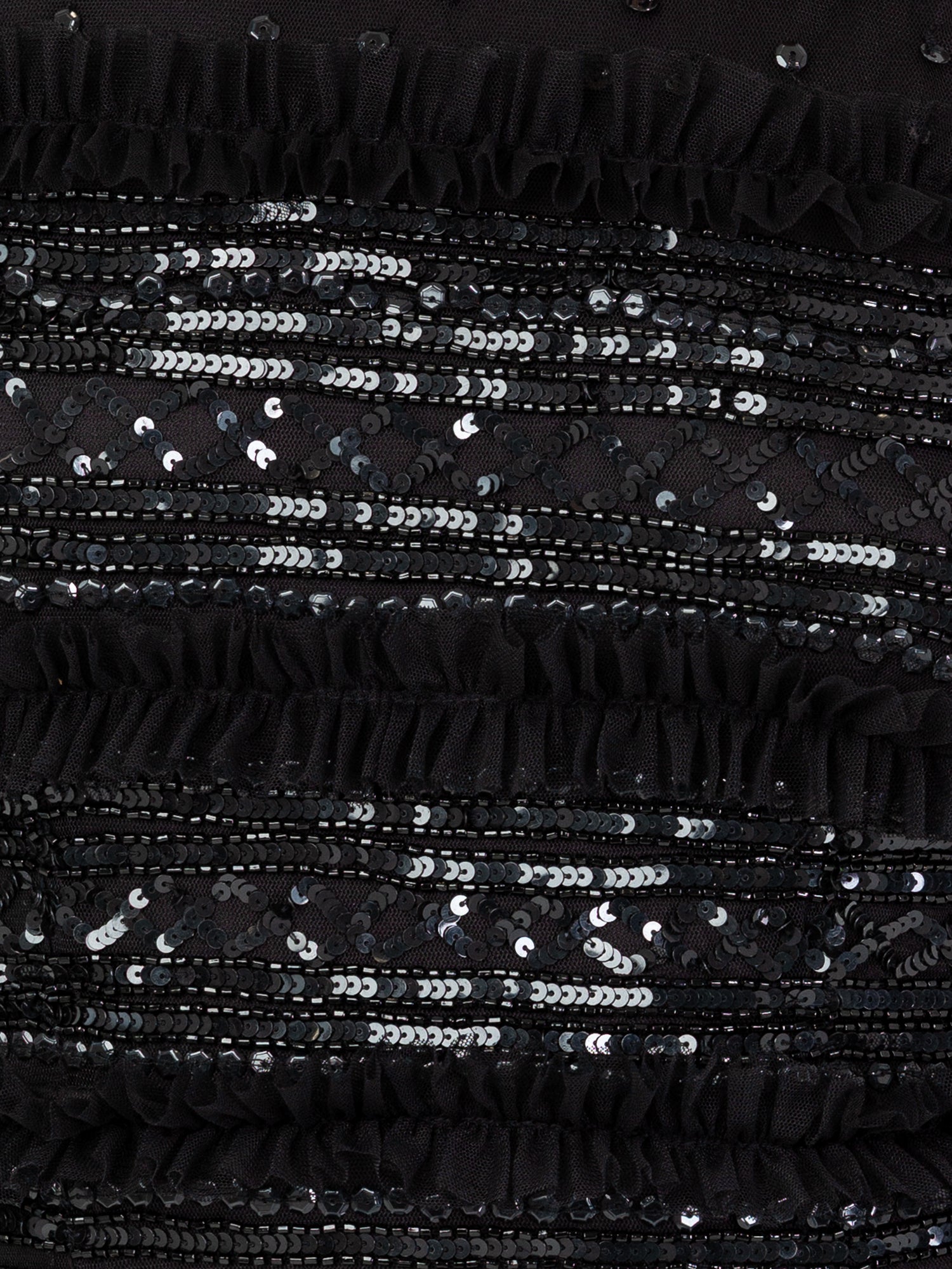 Maya Black Sequin & Frill Long Sleeve Tulle Maxi Dress