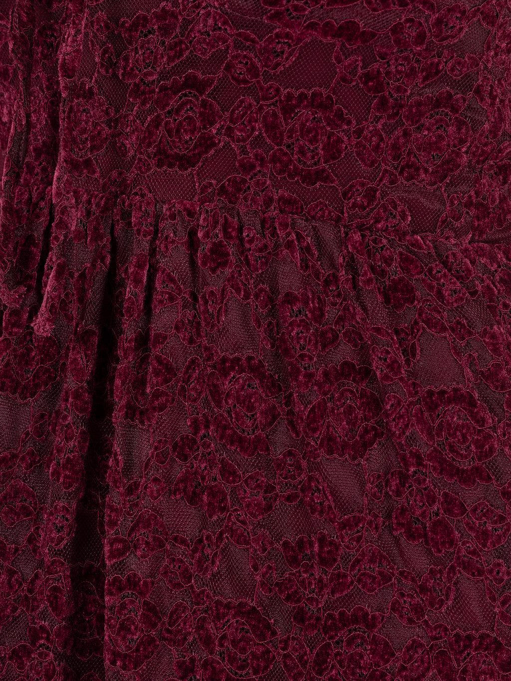 Lovedrobe Burgundy Floral Velvet Lace Square Neck Midaxi Dress