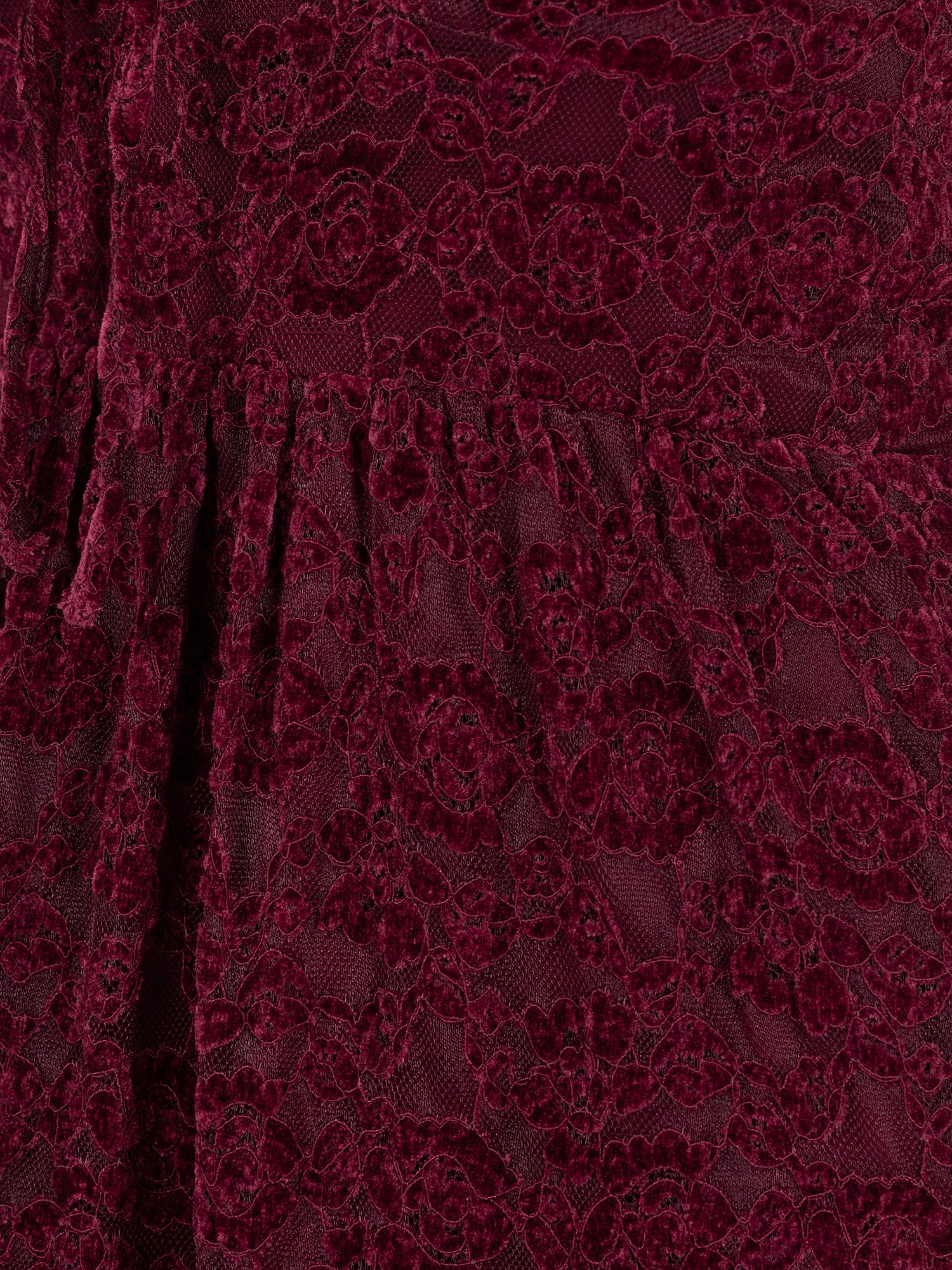 Lovedrobe Burgundy Floral Velvet Lace Square Neck Midaxi Dress