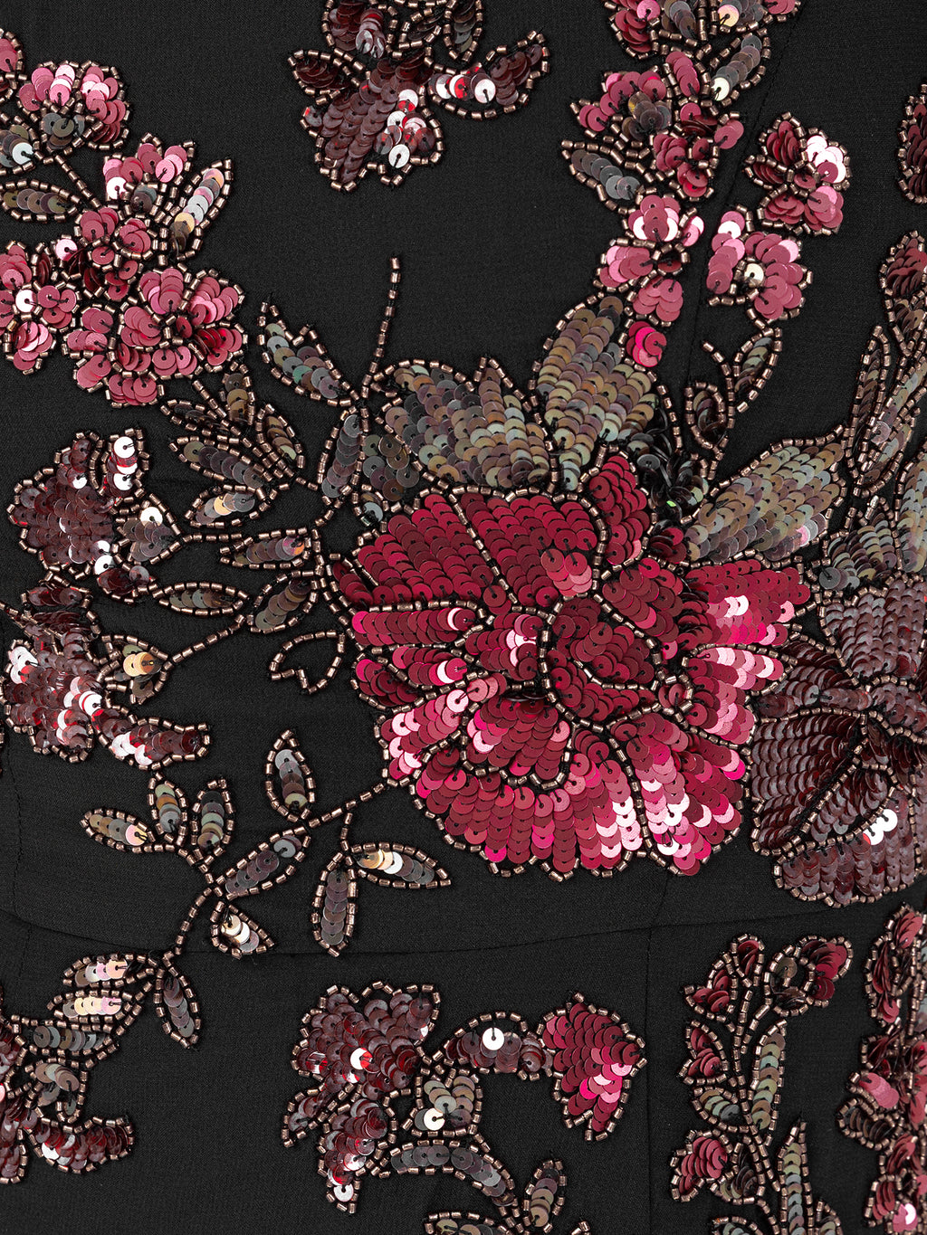 Maya Black Floral Embellished Puff Sleeve & Open Back Maxi Dress