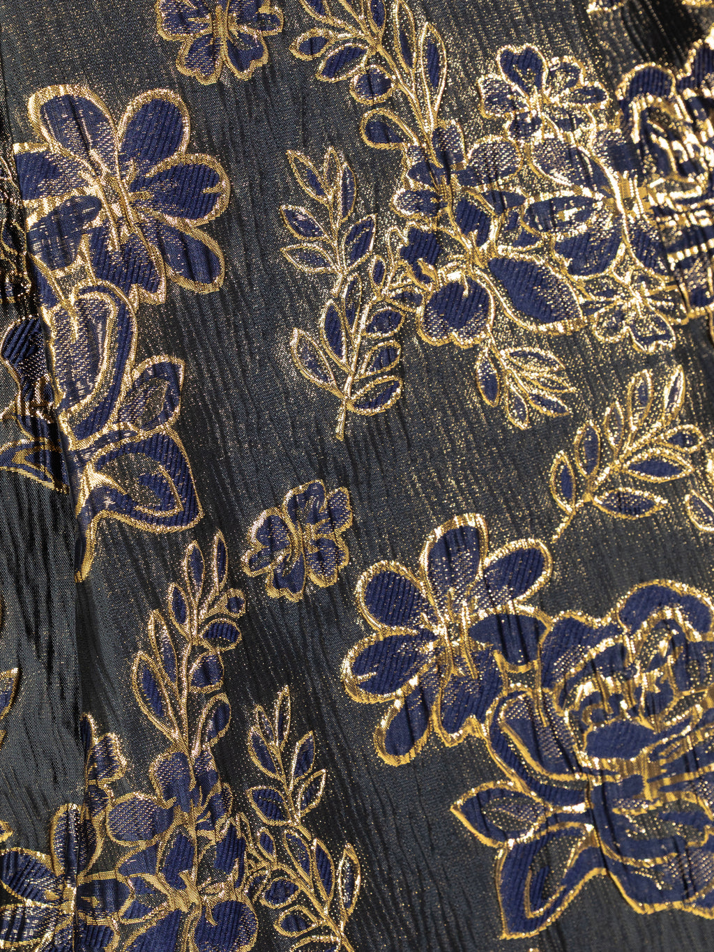 Maya Gold Floral Jacquard Pleated Midi Skirt with Pockets