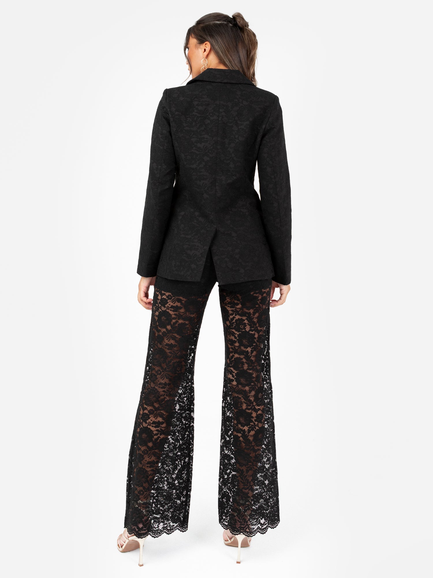 Maya Black Floral Lace Blazer