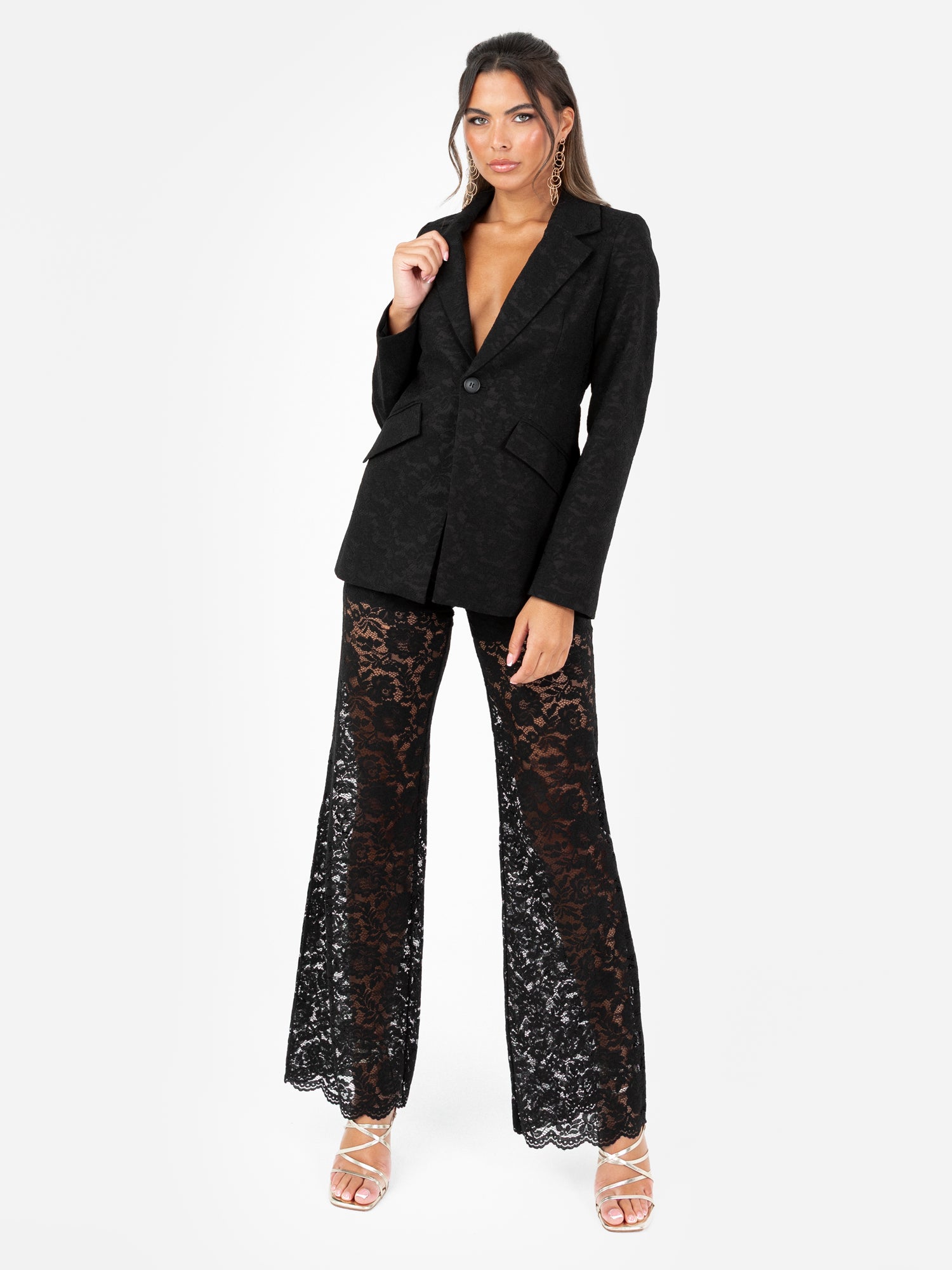 Maya Black Floral Lace Blazer