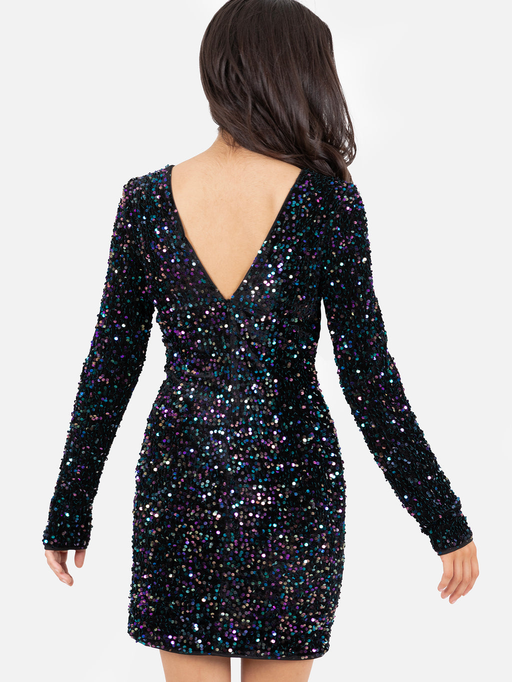 Lovedrobe Embellished V-Back Velvet Bodycon Mini Dress