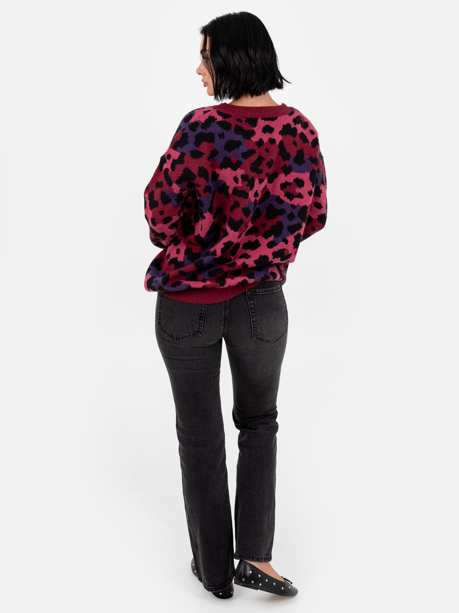 Lovedrobe Leopard Jacquard V Neck Longline Cardigan