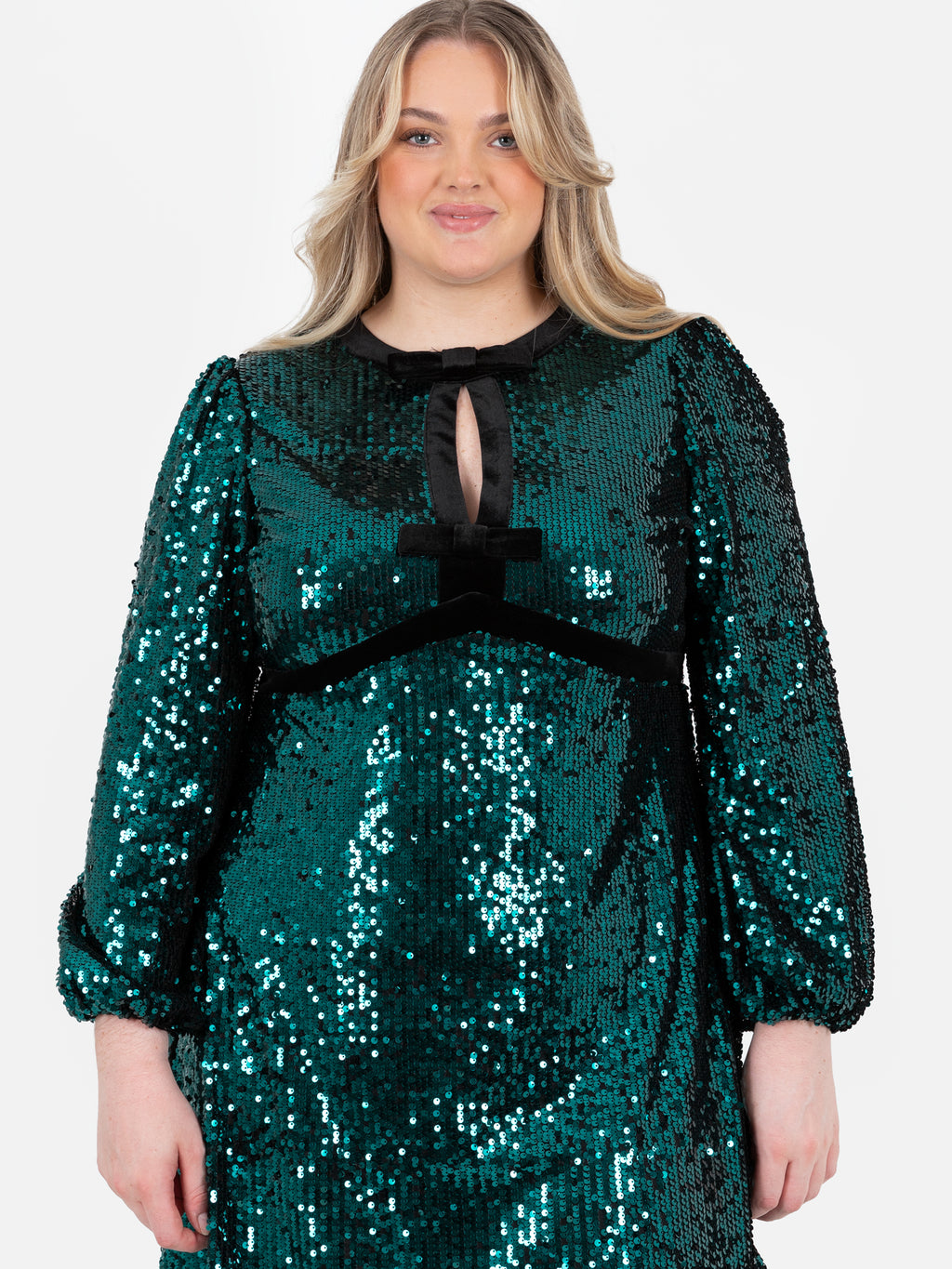 Lovedrobe Fully Embellished Velvet Bow Detail Mini Dress