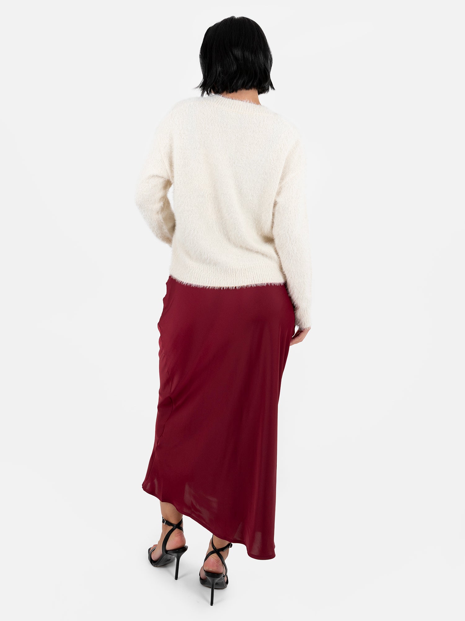 Lovedrobe Ivory Eyelash Knit Cardigan with Velvet Bow Detail