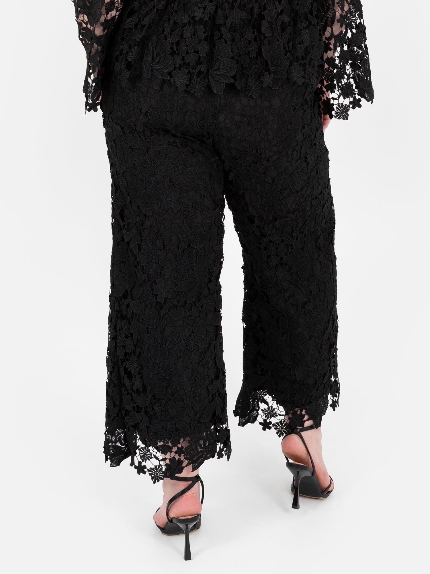 Lovedrobe Black Floral Lace Scalloped Hem Trousers