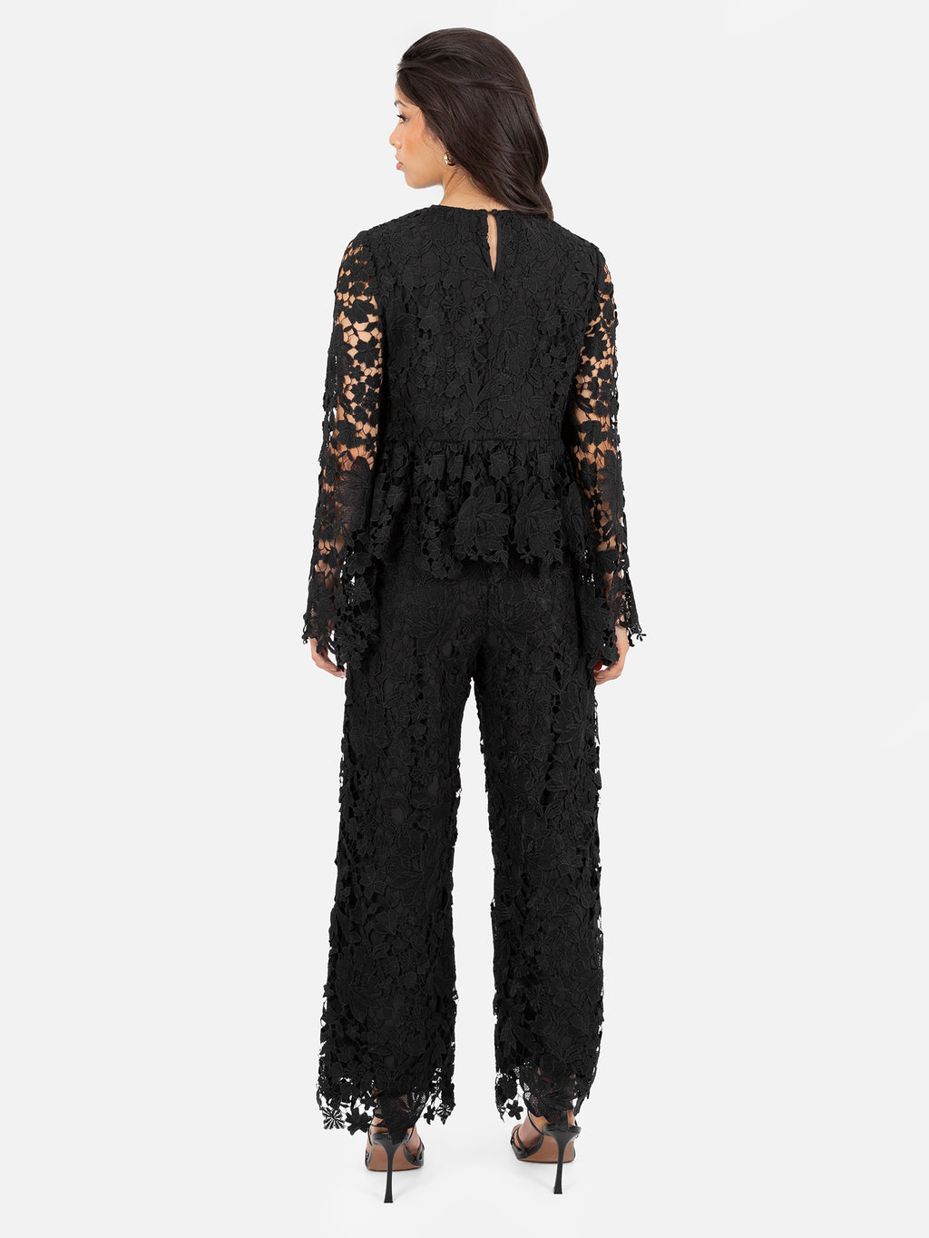 Lovedrobe Black Floral Lace Scalloped Hem Trousers