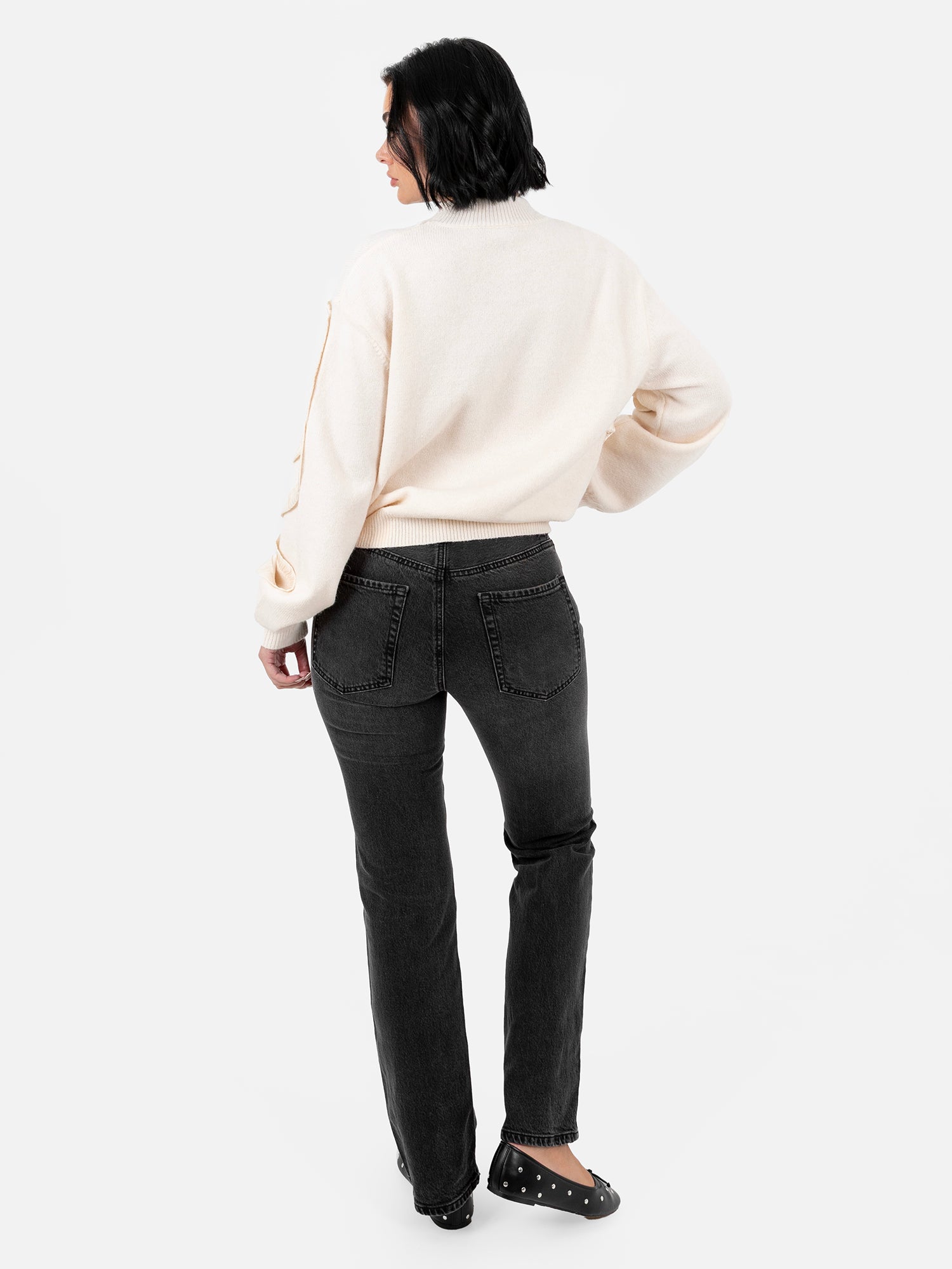 Lovedrobe Cream Jumper with Satin Squiggle Applique