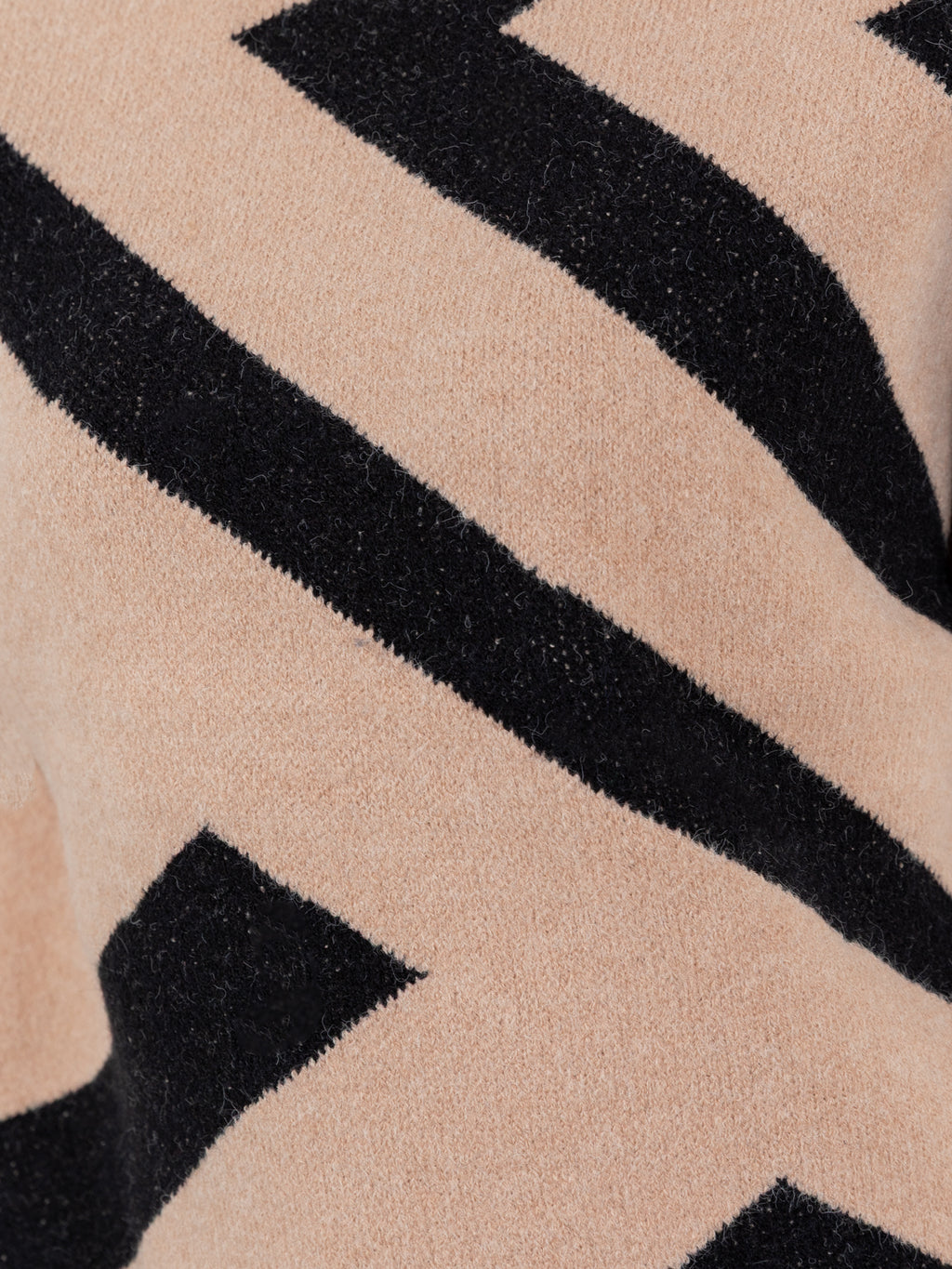 Lovedrobe Camel and Black Geometric High Neck Jumper with Button Detail