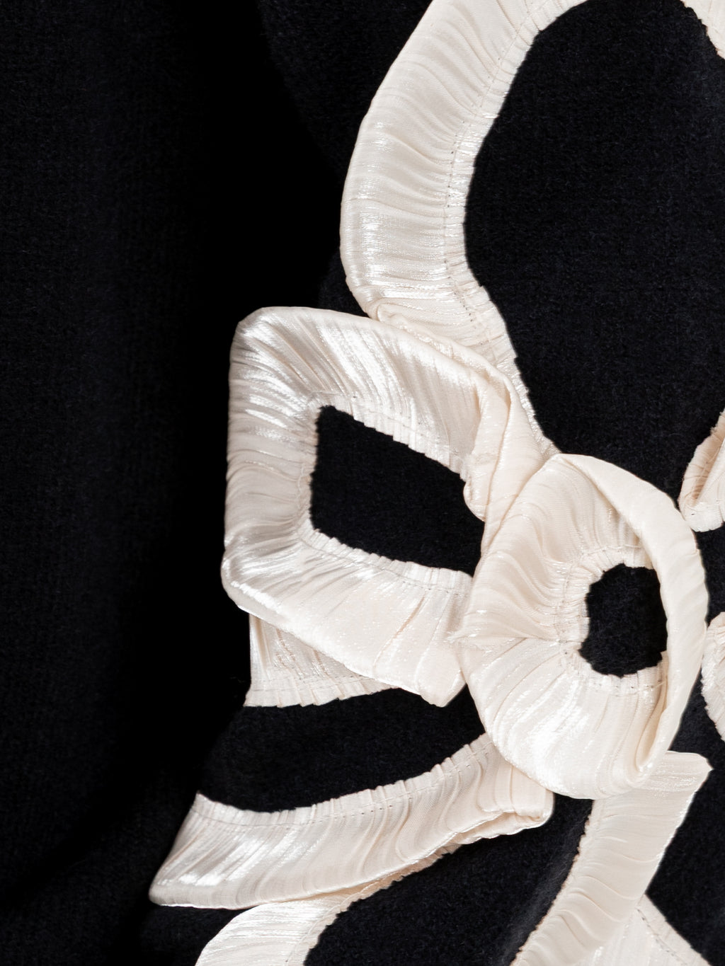 Lovedrobe Black Jumper with Satin Squiggle Applique on Sleeves