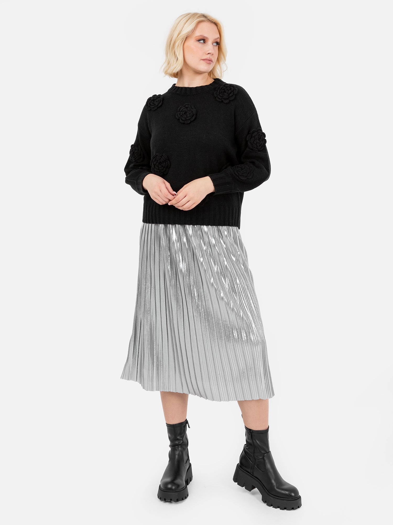 Lovedrobe Black Floral Applique Jumper