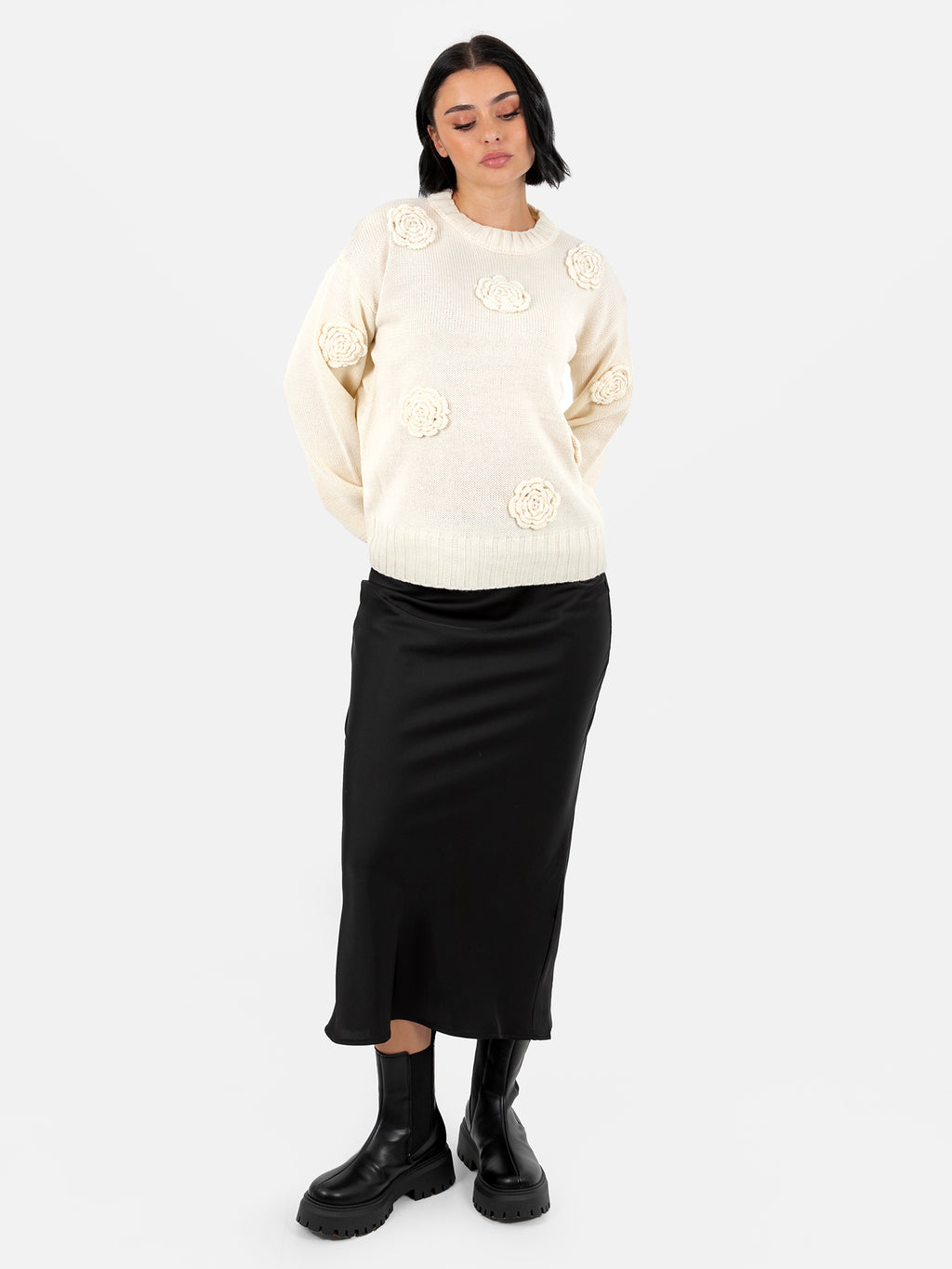 Lovedrobe Cream Floral Applique Jumper