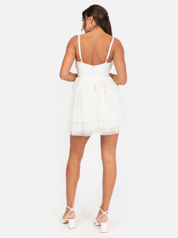 Anaya With Love Recycled White Ruffle Cami Mini Dress