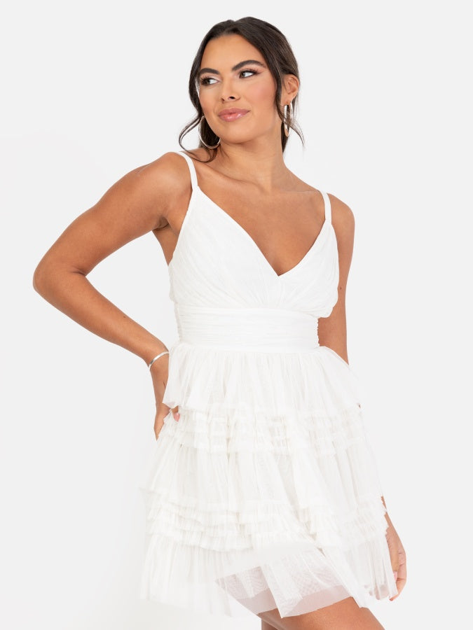Anaya With Love Recycled White Ruffle Cami Mini Dress