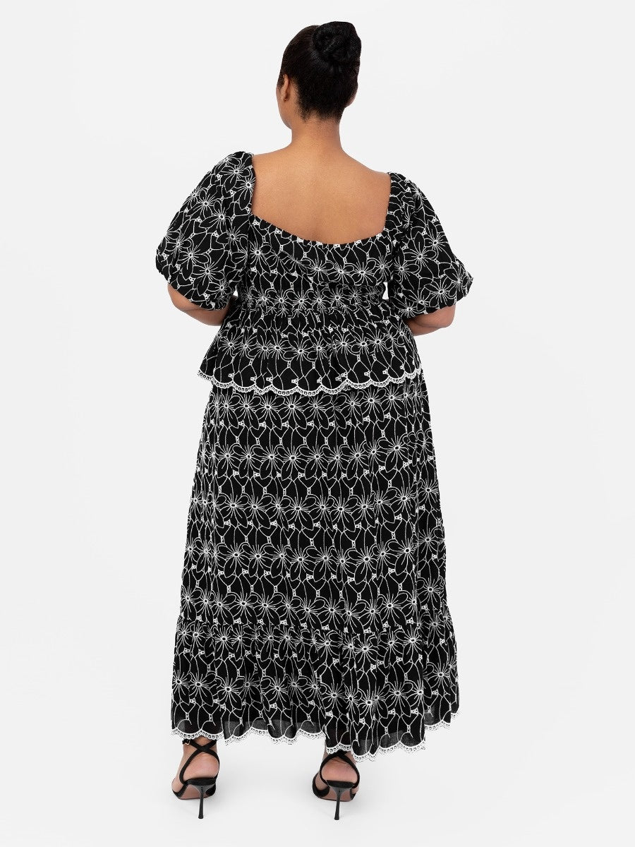 Lovedrobe Black Broderie Midaxi Skirt