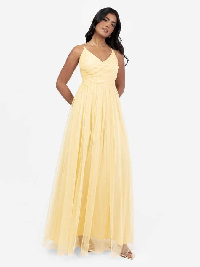 Anaya With Love Recycled Yellow Cami Maxi Dress with Bow Detail