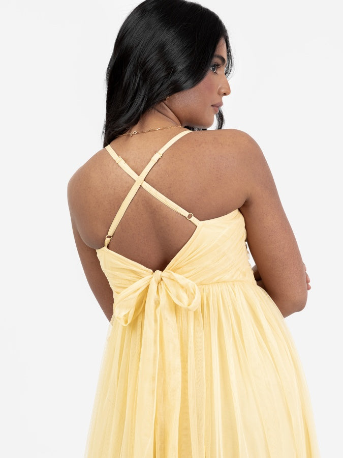 Anaya With Love Recycled Yellow Cami Maxi Dress with Bow Detail