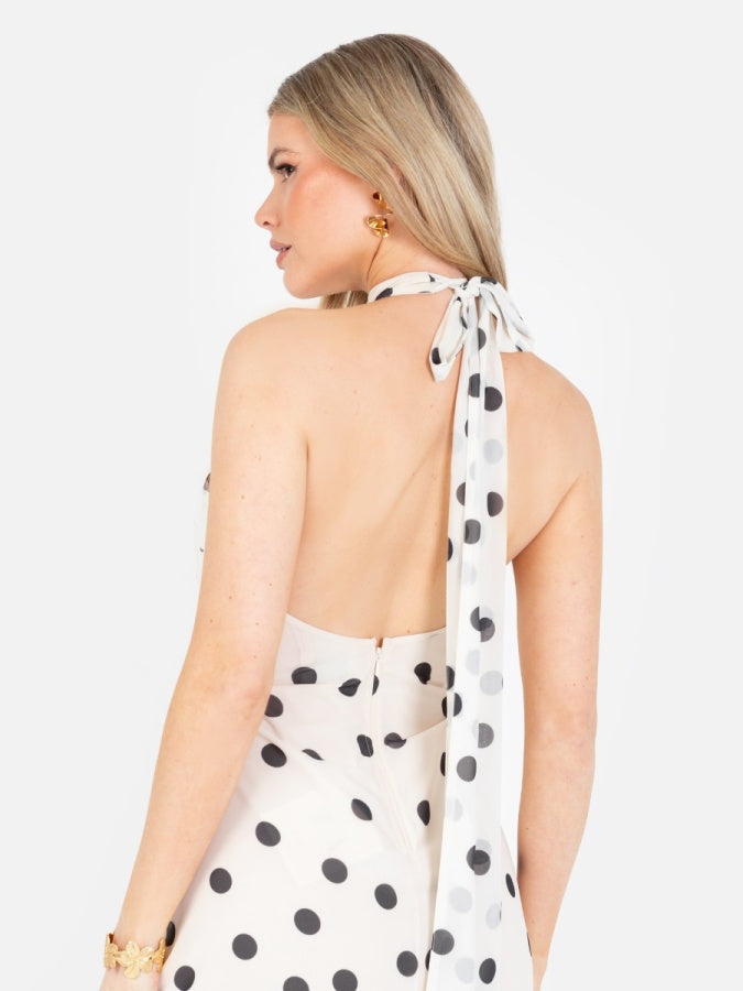 Anaya With Love Recycled Polka Dot Halter Neck & Open Back Maxi Dress