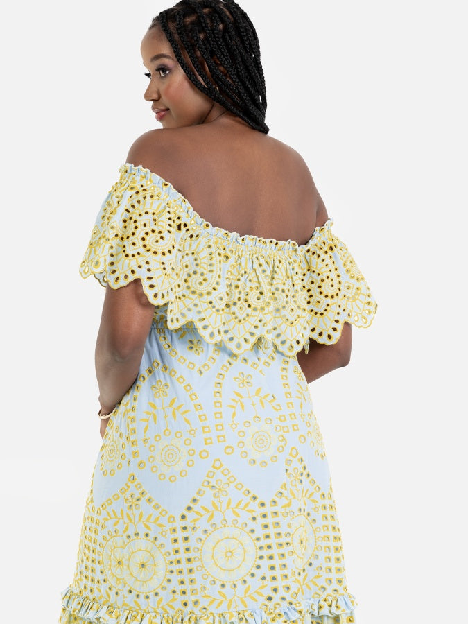 Maya Broderie Bardot Midi Dress