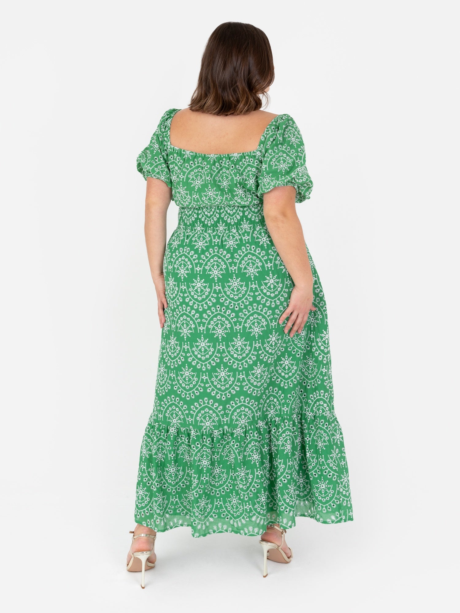 Lovedrobe Blue Short Puff Sleeve Midi Dress with Bow Detail