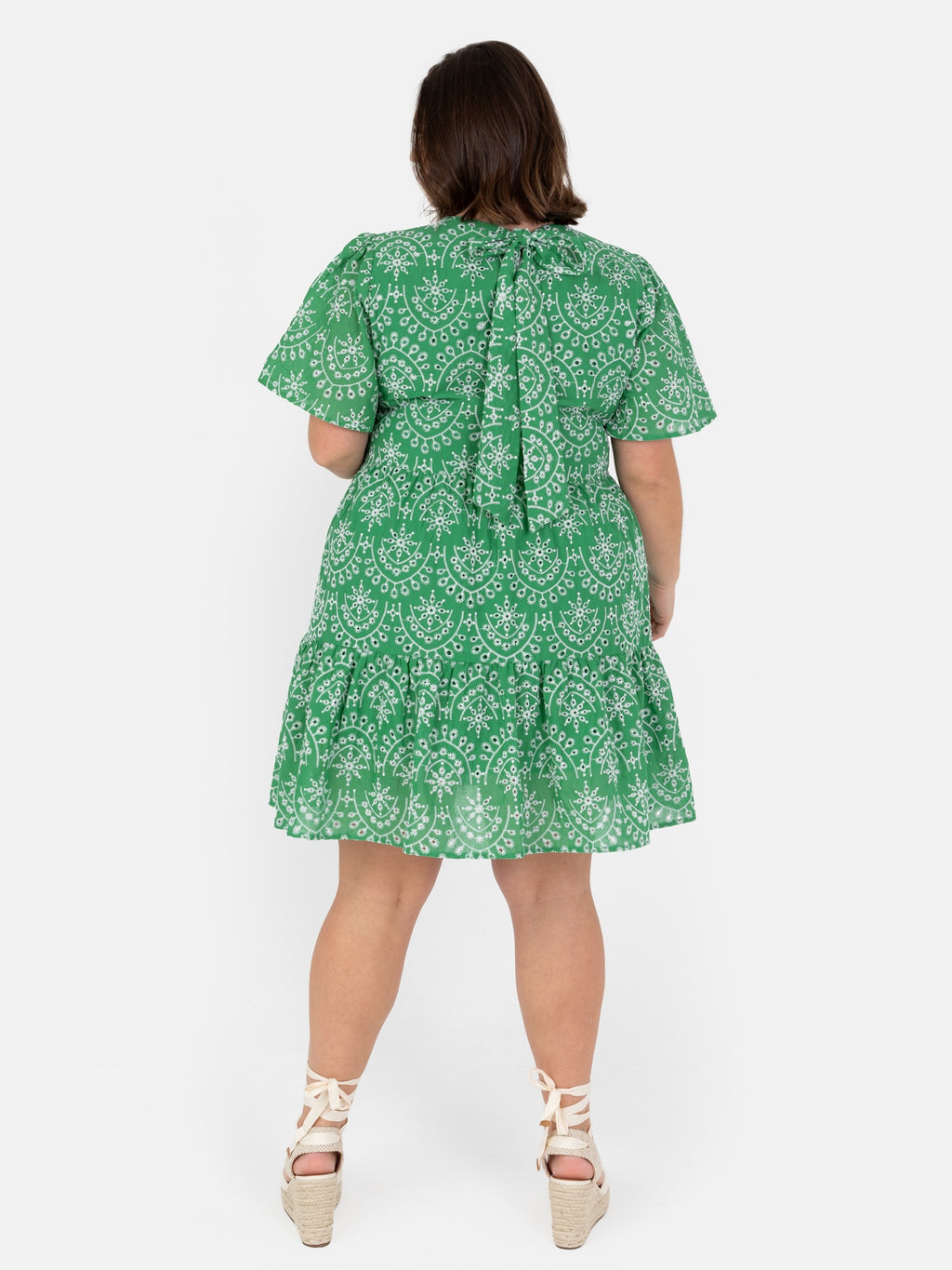 Angel Sleeve Tie Back Smock Mini Dress