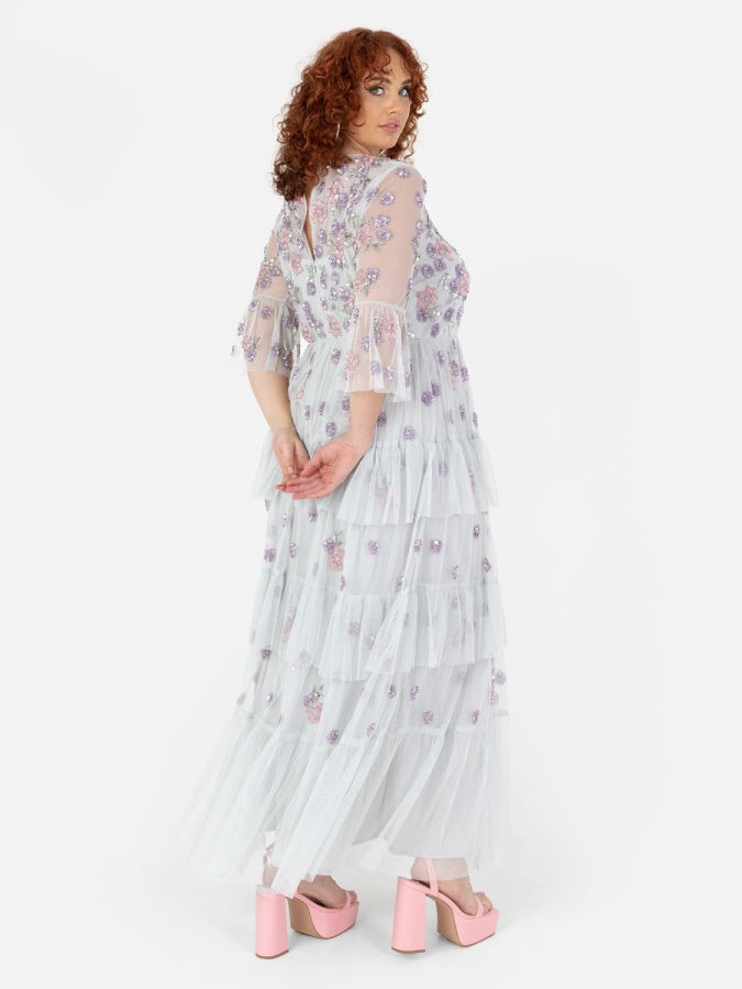 Maya Embellished Ruffle Maxi Dress