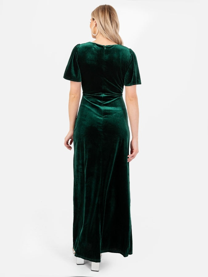 Maya Velvet Emerald Green Faux Wrap Maxi Dress