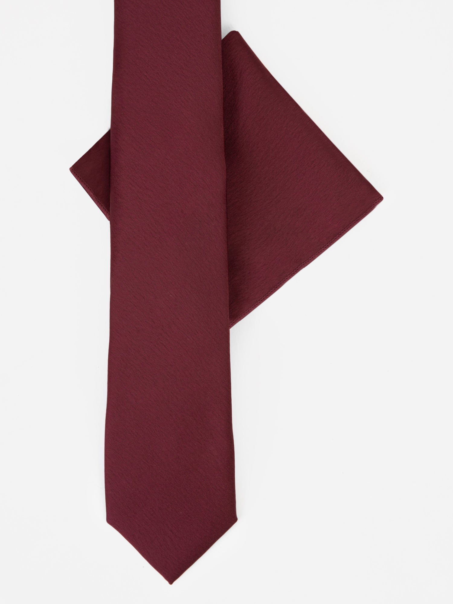 Cranberry Satin Tie and Pocket Square Set