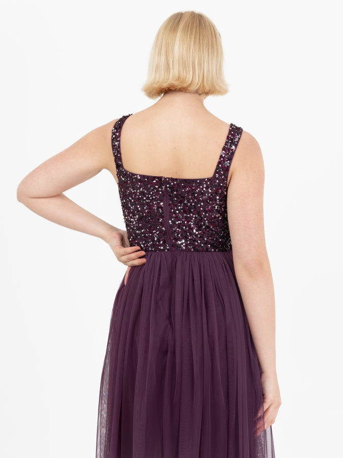 Maya Berry Embellished Strappy Maxi Dress