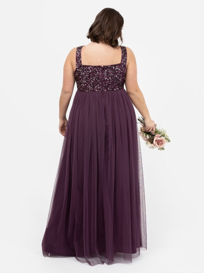Maya Berry Embellished Strappy Maxi Dress