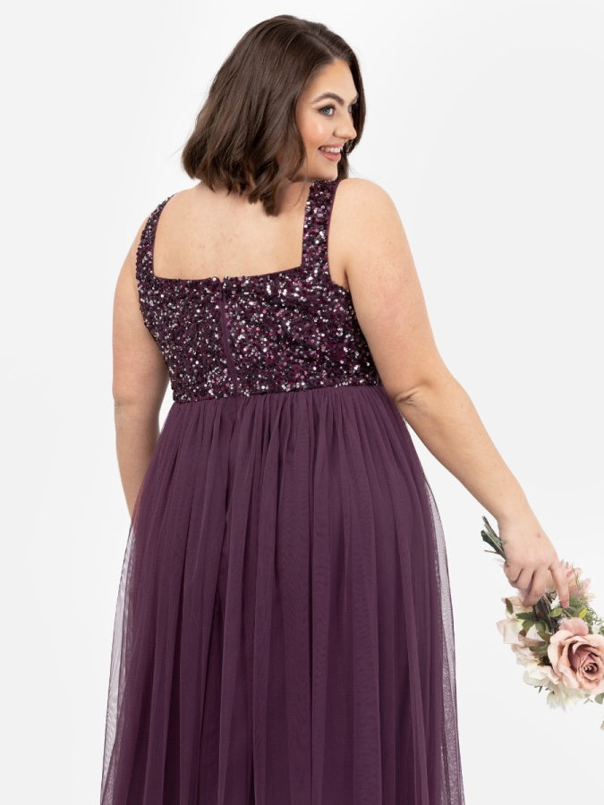 Maya Berry Embellished Strappy Maxi Dress