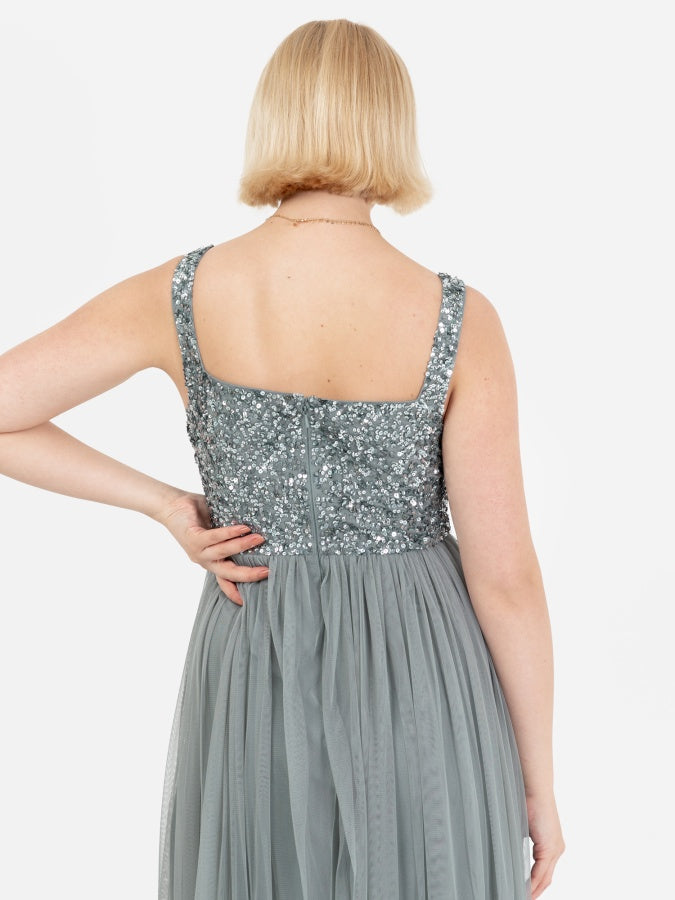 Maya Misty Green Embellished Strappy Maxi Dress