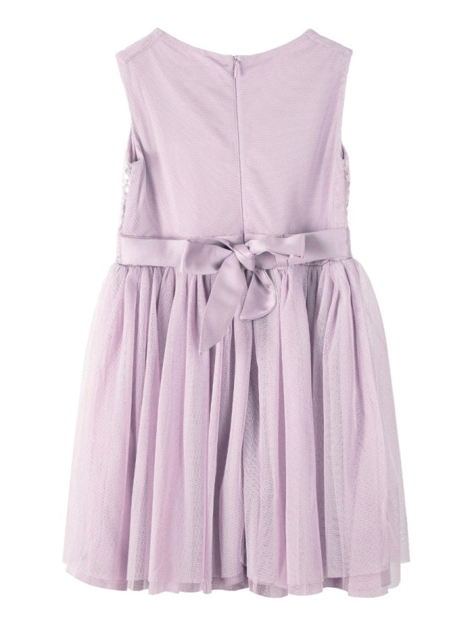 Mini Maya Orchid Ice Delicate Sequin Midi Dress with Bow