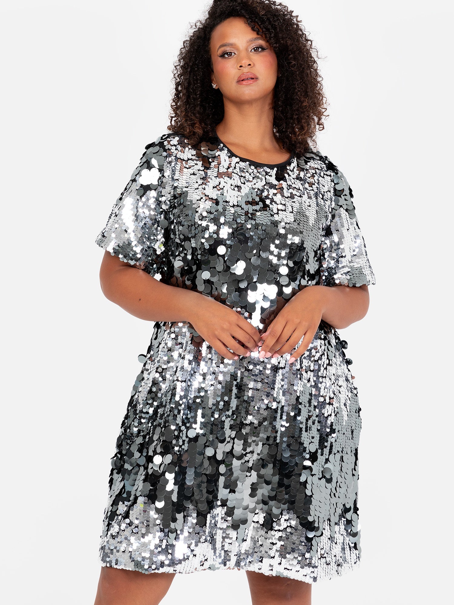 Lovedrobe Sequin T-Shirt Swing Mini Dress