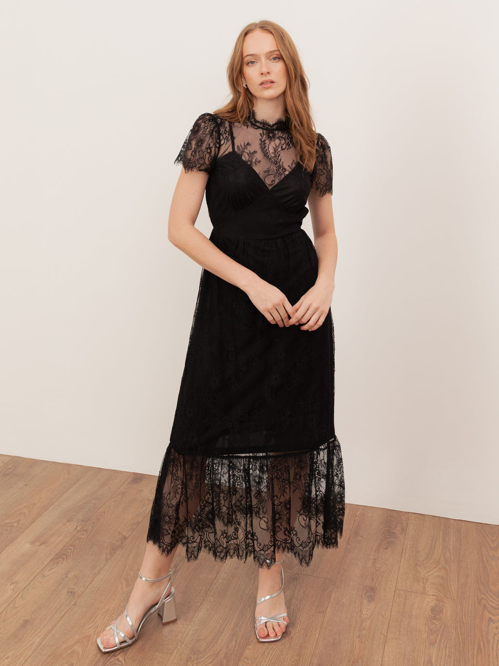 Lovedrobe Black Lace Midaxi Dress