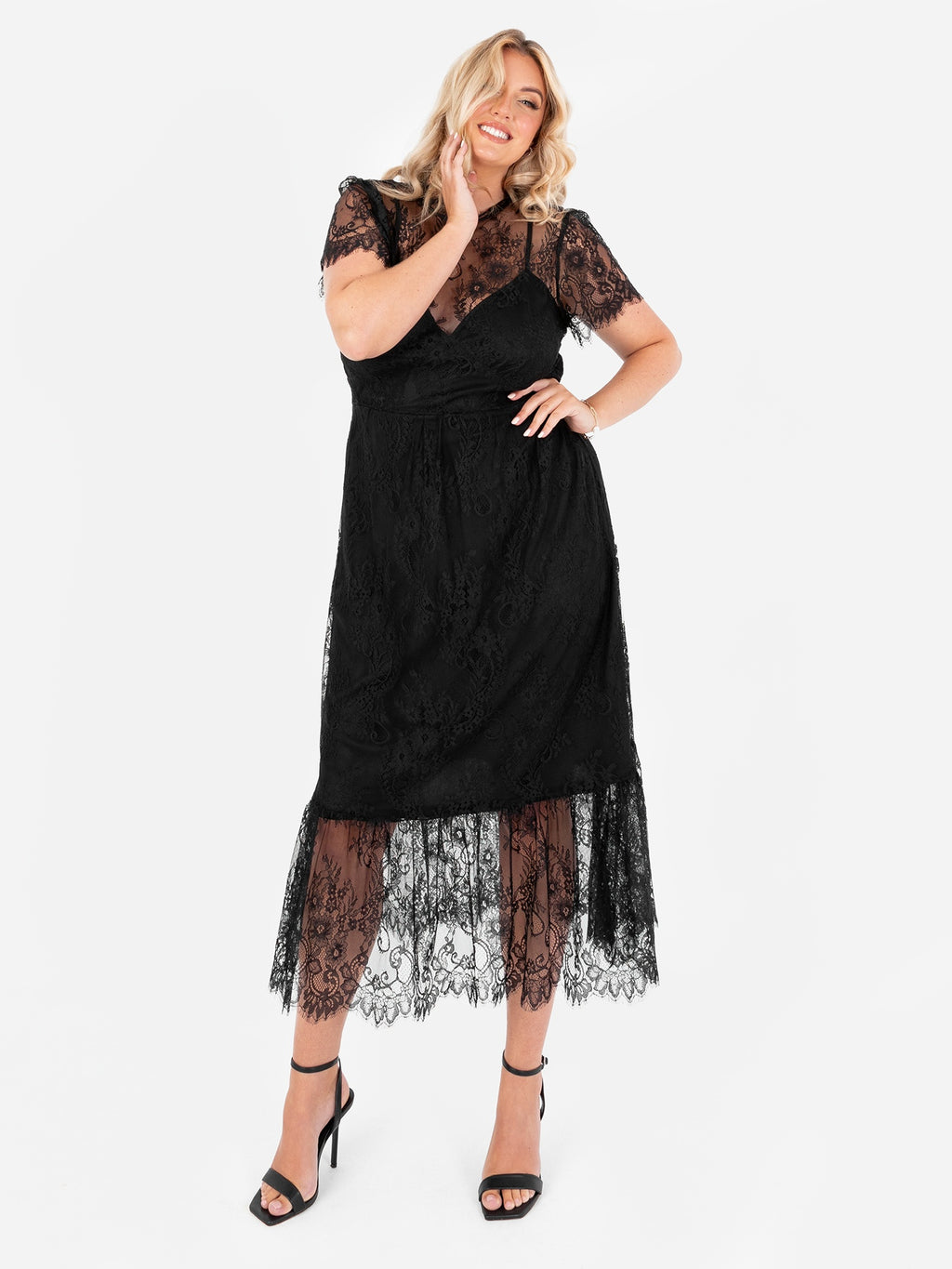 Lovedrobe Black Lace Midaxi Dress