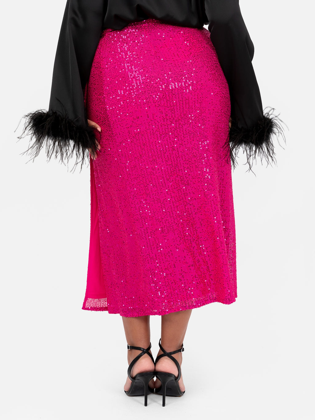 Lovedrobe Fuchsia Sequin Midi Wrap Skirt